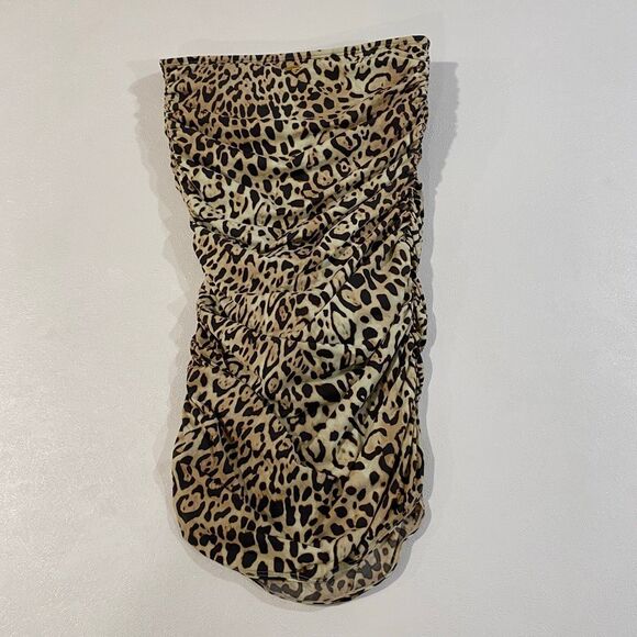 Victoria’s Secret Leopard Print Strapless Ruched Dress Top Women’s Small – Bodyc - Picture 2 of 9